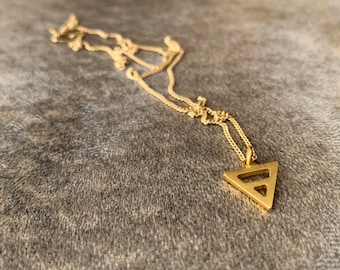 Earth Sign Small Gold Alchemical Element - Alchemy Symbol - Capricorn Taurus Virgo - Tiny Triangle Necklace