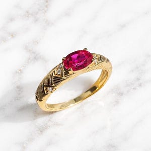 Pigeon Blood Lab Grown Ruby Ring | Sterling Silver Ring | Old Money Jewelry | Quiet Luxury | July Birthstone Gift for Her