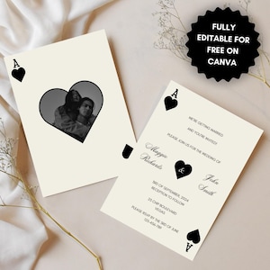 HOCHZEITSEINLADUNG VORLAGE, Ace of Hearts Hochzeitseinladung, druckbare Vorlage, digitaler Download Spielkarte, minimale Hochzeitseinladung