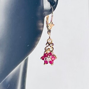 Boucles d'oreilles pendantes rubis vintage Boucles d'oreilles pendantes en or 10 carats