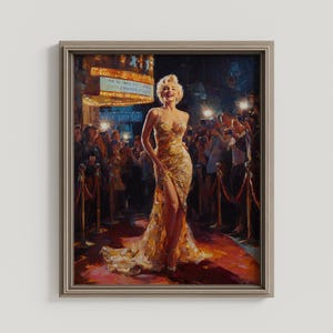 Marilyn Monroe Print: Vintage Hollywood Glamour, 1950s Red Carpet (Digital Download)