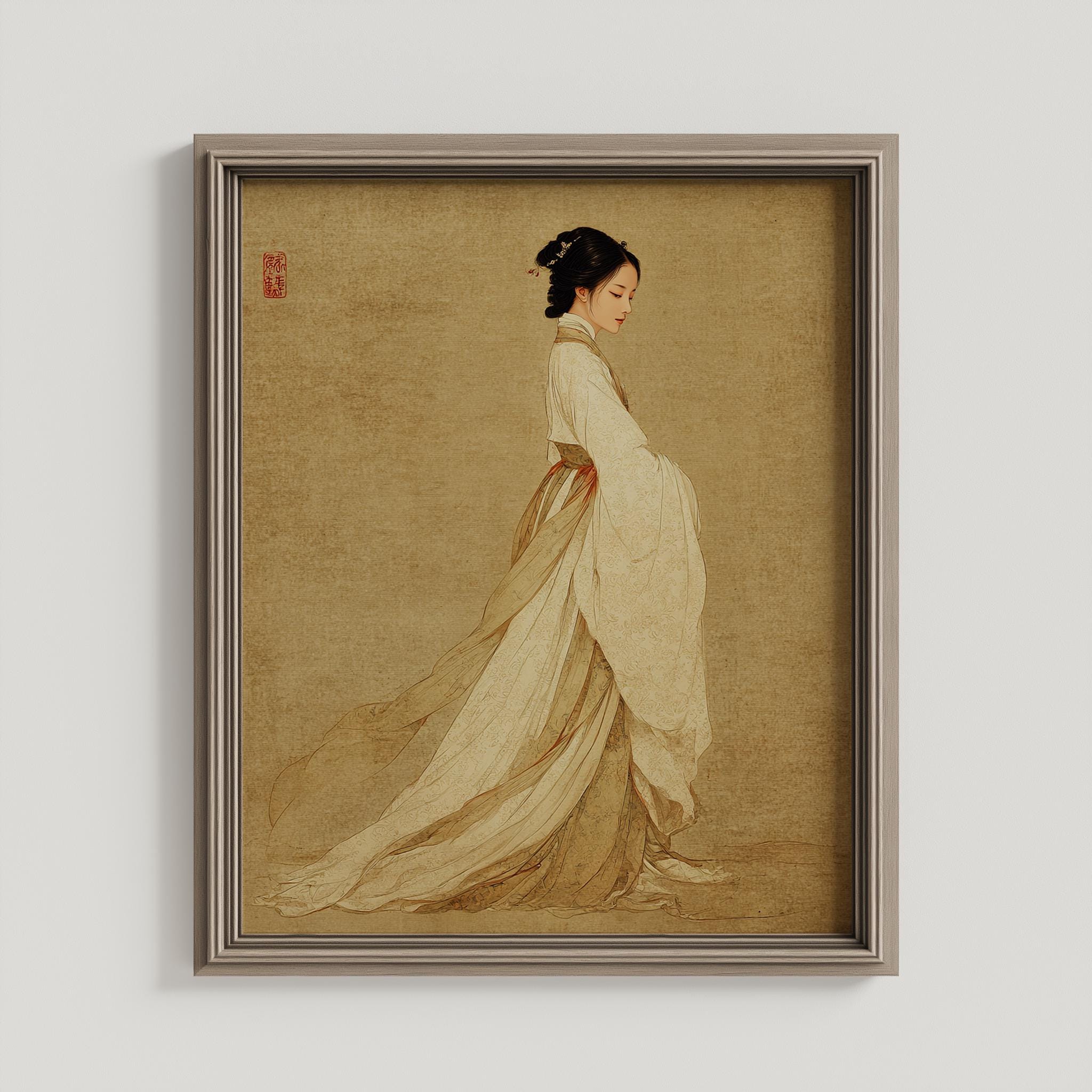 Ming Dynasty Hanfu Woman Art Print: Vintage Chinese Silk (Digital Download