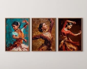 Tríptico de danza Kathak: impresiones artísticas de la cultura india (descarga digital)