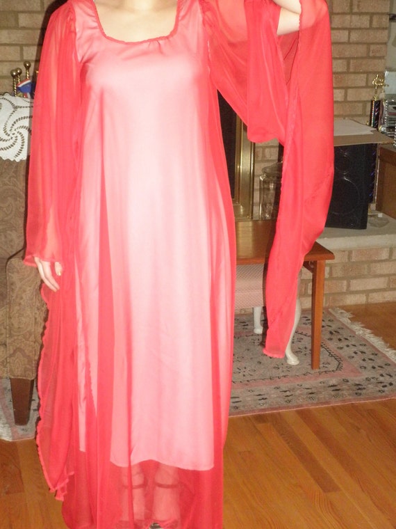 Items similar to Ritual Robe Red Sheer over White Sheath Dress on Etsy