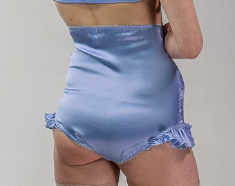 Venus: Silk Satin Super High Waisted Panties with Frills.
