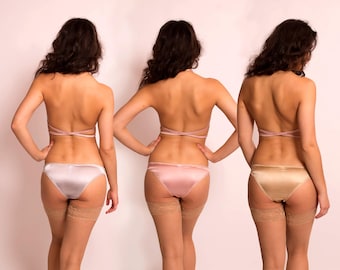 Aphrodite: 3 Pairs of Silk Satin Panties. Choose from 16 colours