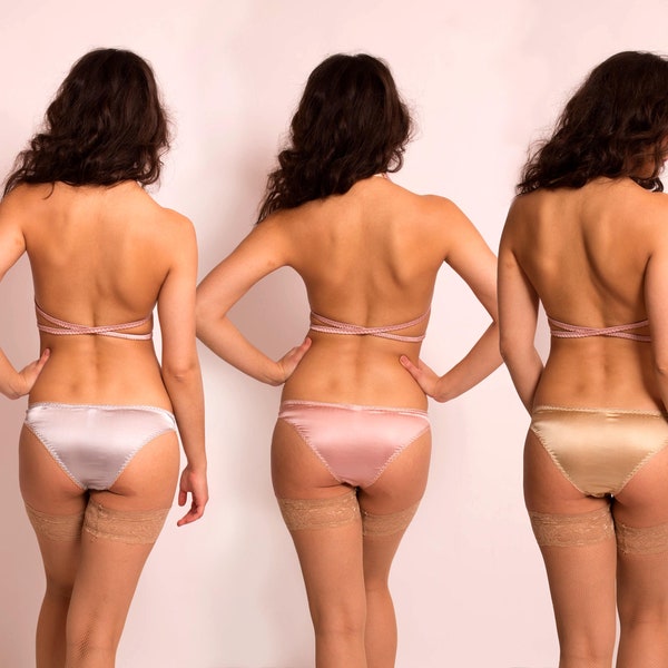 Aphrodite: 3 Pairs of Silk Satin Panties. Choose from 16 colours