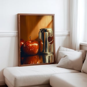 "Pedro Campos Inspirierter Fotorealismus Druck - ""Hyperrealistische Objekt Poster"" - Moderne Realismus Wanddeko - Realistische Sodadose Obst Kunstdruck."