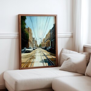 Poster inspiré de Robert Bechtle - sérénité de la banlieue - impression photoréalisme de voitures anciennes - scène de quartier réaliste - photoréalisme moderne