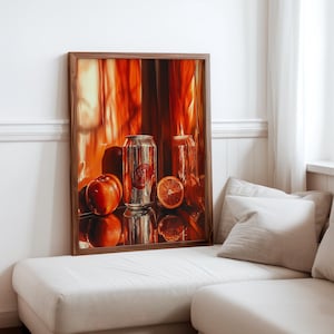 "Pedro Campos Inspirierter Fotorealismus Druck - ""Hyperrealistische Objekt Poster"" - Moderne Realismus Wanddeko - Realistische Sodadose Obst Kunstdruck."