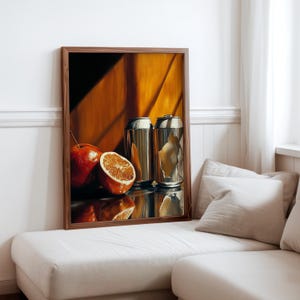 "Pedro Campos Inspirierter Fotorealismus Druck - ""Hyperrealistische Objekt Poster"" - Moderne Realismus Wanddeko - Realistische Sodadose Obst Kunstdruck."