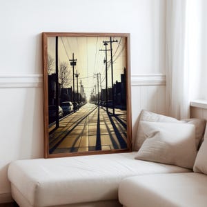 Poster inspiré de Robert Bechtle - sérénité de la banlieue - impression photoréalisme de voitures anciennes - scène de quartier réaliste - photoréalisme moderne