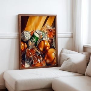 "Pedro Campos Inspirierter Fotorealismus Druck - ""Hyperrealistische Objekt Poster"" - Moderne Realismus Wanddeko - Realistische Sodadose Obst Kunstdruck."