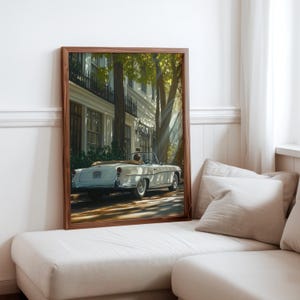 Poster inspiré de Robert Bechtle - sérénité de la banlieue - impression photoréalisme de voitures anciennes - scène de quartier réaliste - photoréalisme moderne