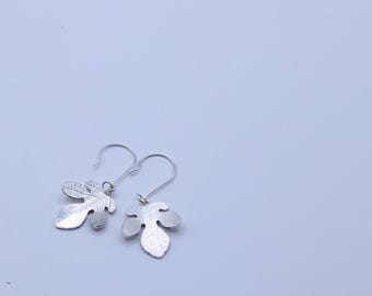 Handmade Sterling Silver Fig Leaf Earrings
