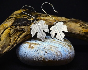 Handmade Sterling Silver Grape Vine Leaf Earrings