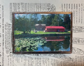 Delaware, River, Canal, Path, New Hope, Unique, Affordable, Art, Small, 5 x 7, Rectangular, Wood Panel