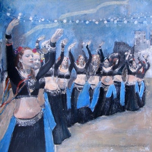 Women, 8 x 8, Belly Dancers, Tribal Fusion, Jewelry, Scarfs, Unique Fine Art, Art Print, Wall Decor, Free Spirit, Wanderer, Vardo