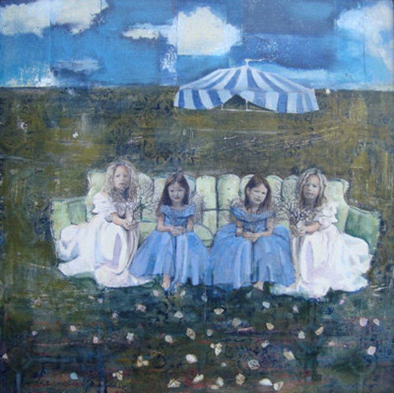 The Couch Series: The Tent, Art Print, Circus, Twins, Carnival, Tent, Side Show, Blue, Sky image 1