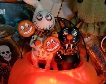 Fabriqué sur commande poupée d’art Black Cat Halloween Grimmy