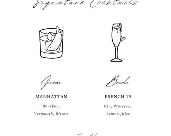 Signature Drinks Individuelle minimalistische Beschilderung