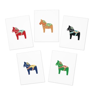 Multi-Color Dala Horse Greeting Cards (5-Pack)