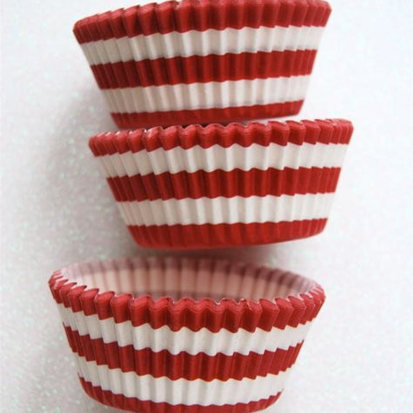 Red Bold Striped Cupcake Liners Standard Size 50 per pack