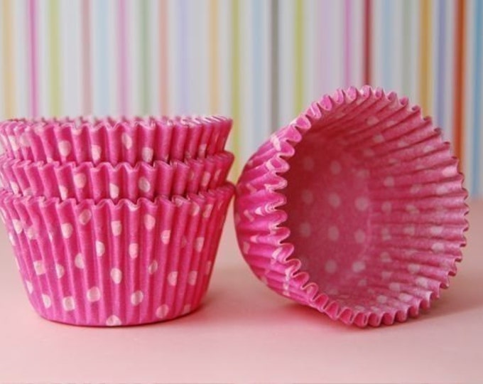 Pink and White Polka Dot Cupcake Liners 75 Etsy