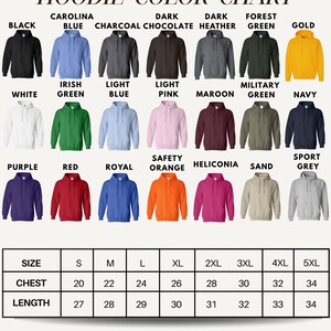 Hoodie Color Chart