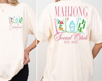 Comfort Colors®Custom Mahjong Social Club Shirt for Mahjong Lover T-Shirt Matching Mahjong Club Tee Personalized Mahjong Tournament Mahj Tee