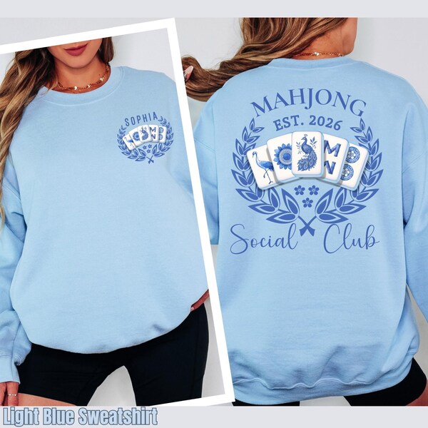 Custom Mahjong Social Club Sweatshirt for Mahjong Lover Hoodie Pink Matching Mahjong Club Sweat Personalized Mahjong Tournament Mahj Hoodie