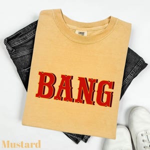 Mustard Comfort Colors® •BANG• Vintage Cowboy T-Shirt, Western Y2k Baby T-Shirt, Western Bachelorette T-Shirt, Retro Cowboy Shirt, Cowgirl T-shirt