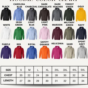Hoodie Color Chart