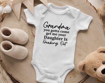 Grandma Baby Onesie®, My Grandma Loves Me Bodysuit, Grandma Baby Shower Gift, Baby Bodysuit, Funny Baby Toddler Shirt, Newborn Gift