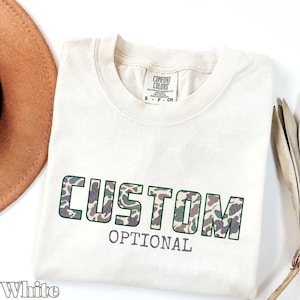 Custom Comfort Colors® Camo Shirt, Custom Text Shirt, Personalized Camouflage T-shirt, Custom Name Gift, Unisex Field Day Matching Shirts