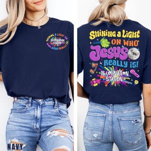 Illumination Station Christian T-shirt, VBS 2026 Tee, Shining A Light On Who Jesus Really is Easter Church Shirt, Summer Bible Camp Gift