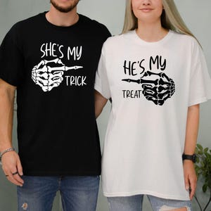 Halloween Matching Couple Shirts, She Is My Trick Shirt, He Is My Treat Shirt, Couple Funny Halloween Tee, Halloween Shirt, Funny Couple Tee