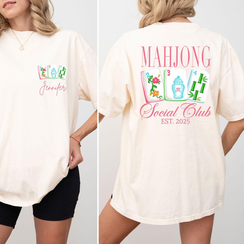 🐉Free Personalization🐉 Comfort Custom Mahjong Social Club Shirt for Mahjong Lover T-Shirt Matching Mahjong Club Tee Personalized Mahjong Tournament Mahj Tee
