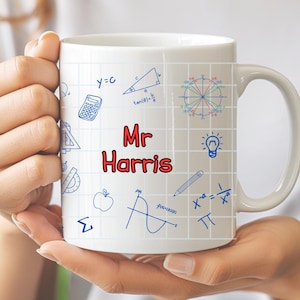 Personalized Maths Teacher Mug – Custom Name, Math-Themed Gift