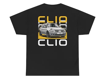 Renault Clio MK2 Graphic T-Shirt | Black | Custom Number Plate | Euro Car Gift