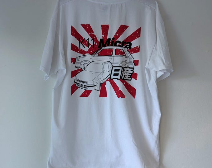 Featured listing image: Nissan Micra K11 Japanese Style Graphic T-Shirt | White | Custom Number Plate | JDM Car Gift