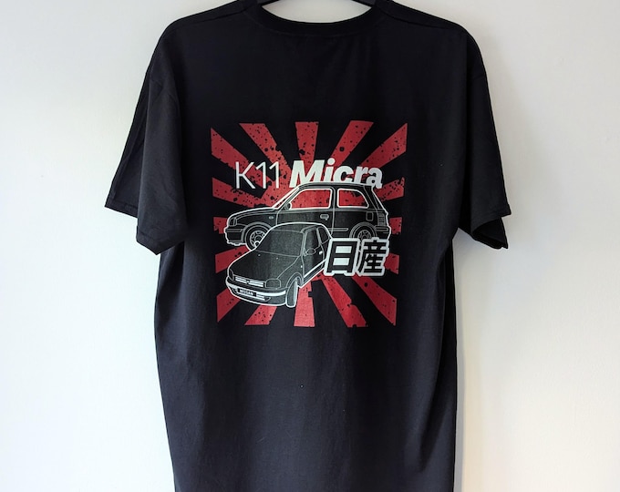 Featured listing image: Nissan Micra K11 Japanese Style Graphic T-Shirt | Black | Custom Number Plate | JDM Car Gift