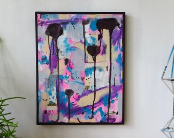 Collage, Abstract, Painting Mixed Media Original, Framed