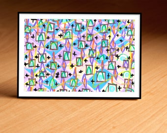 Colorful Geometric Abstract Painting Print File Instant Download