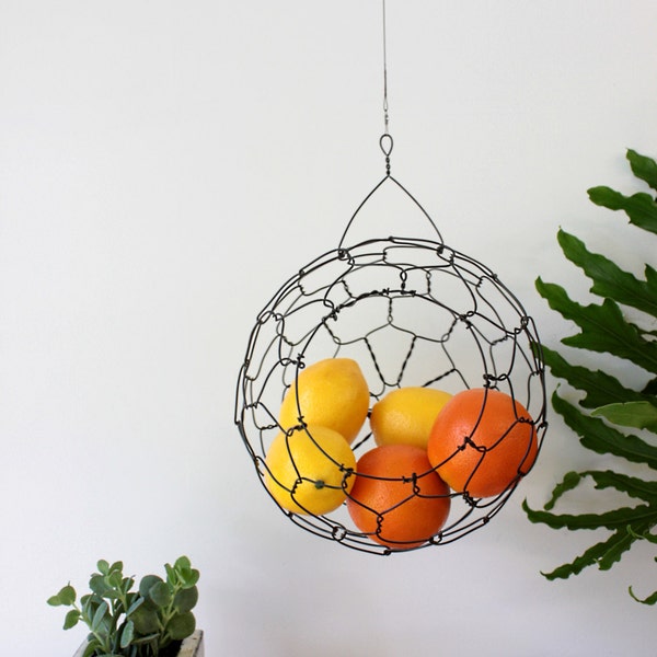 Wire Basket, Hanging Basket, Fruit Basket, Farm House, Vintage Style, Sphere Basket Reserved For Jen