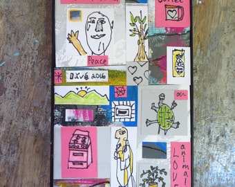 Folk Art, Mixed Media, Collage, Original