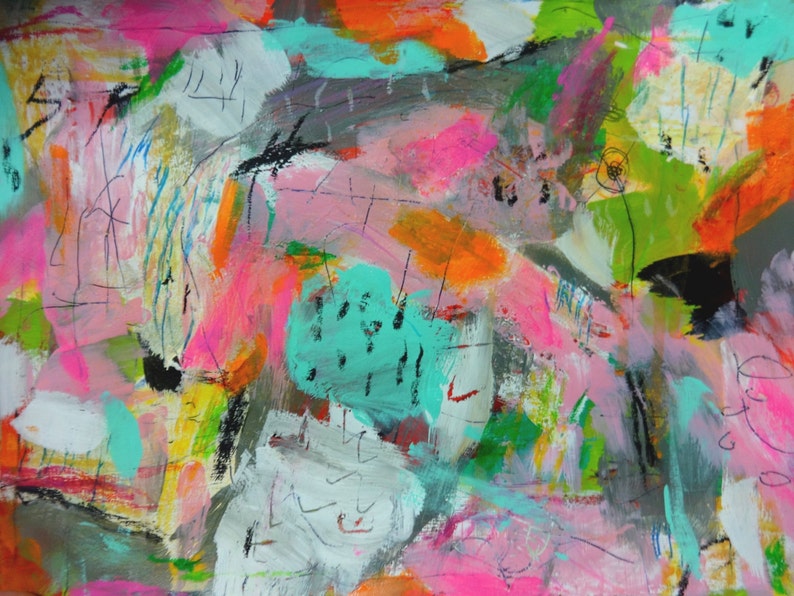 Abstract Mixed Media Painting Etsy