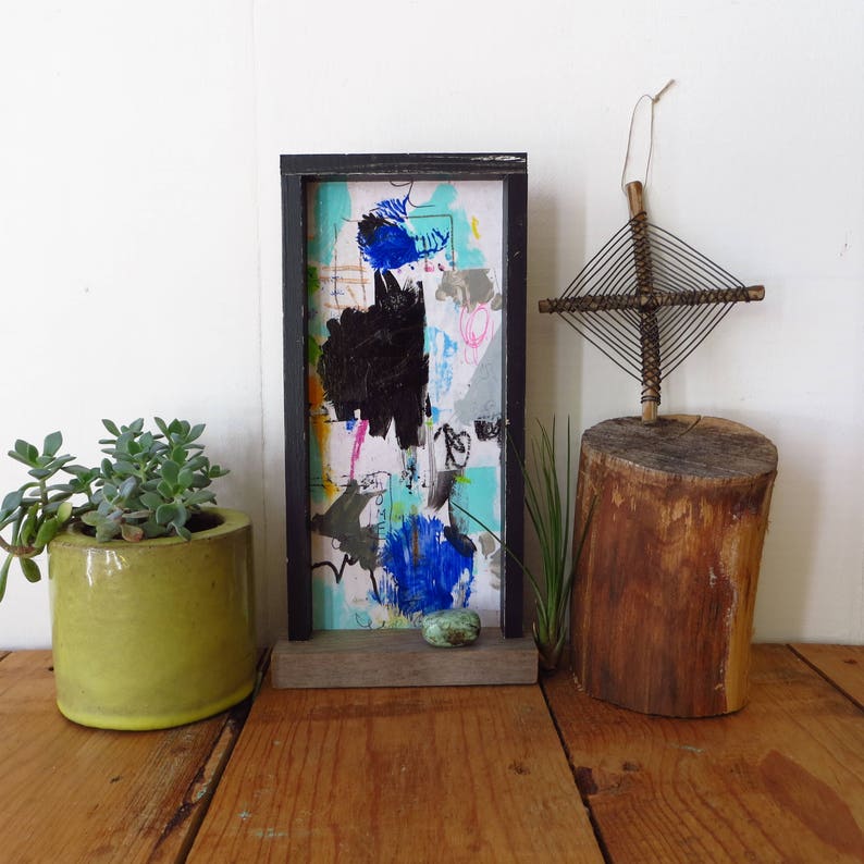 Abstract Painting Original, Framed with Shelf image 3