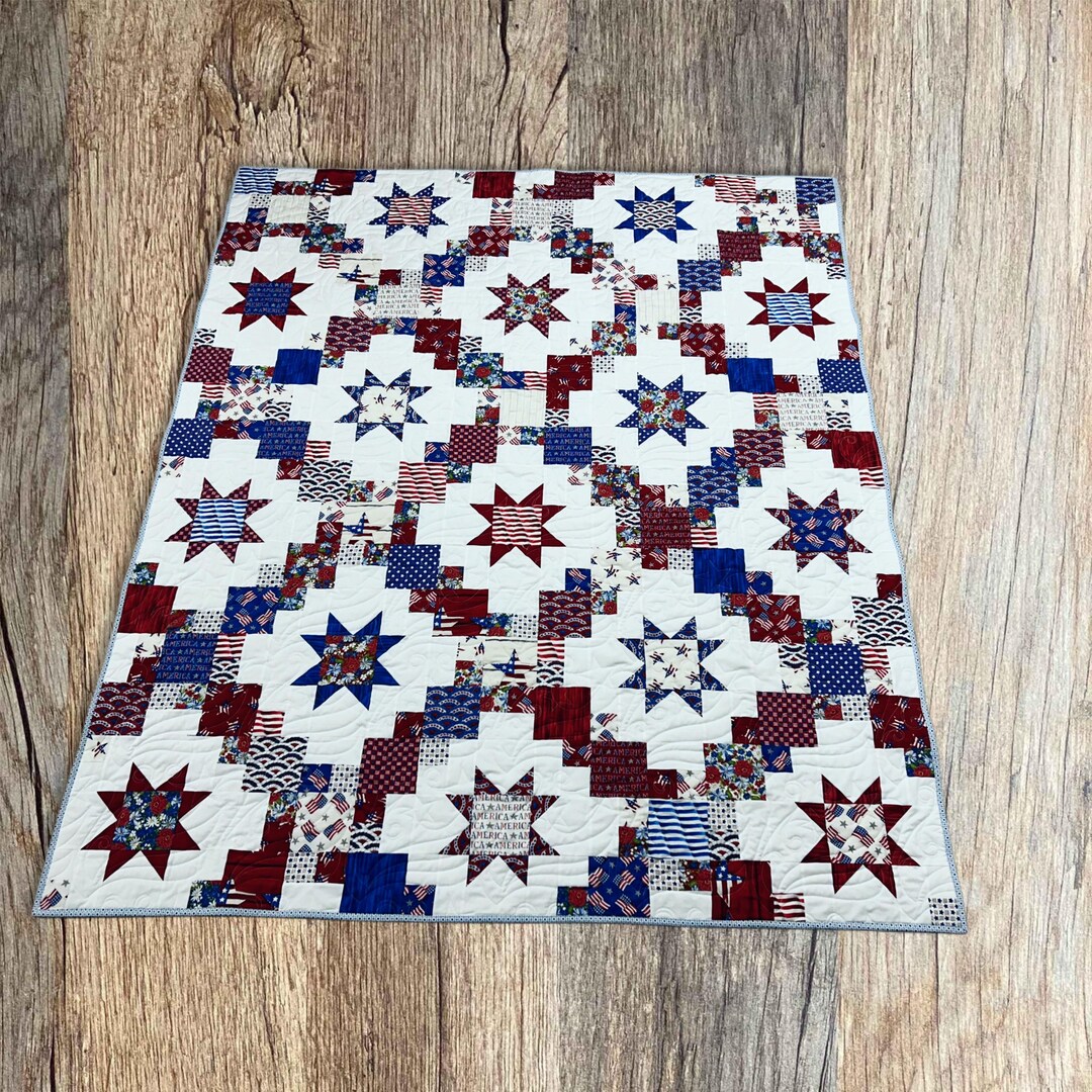 Handmade Americana Patriotic Patchwork Quilt With Stars and Stripes ...
