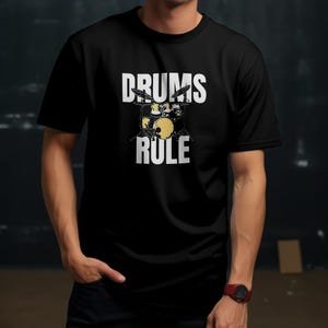 Drums Rule Unisex Softstyle T-Shirt, Drummer Gift, Music Lover Tee, Percussionist Shirt, Band Merch, Music Festival Top